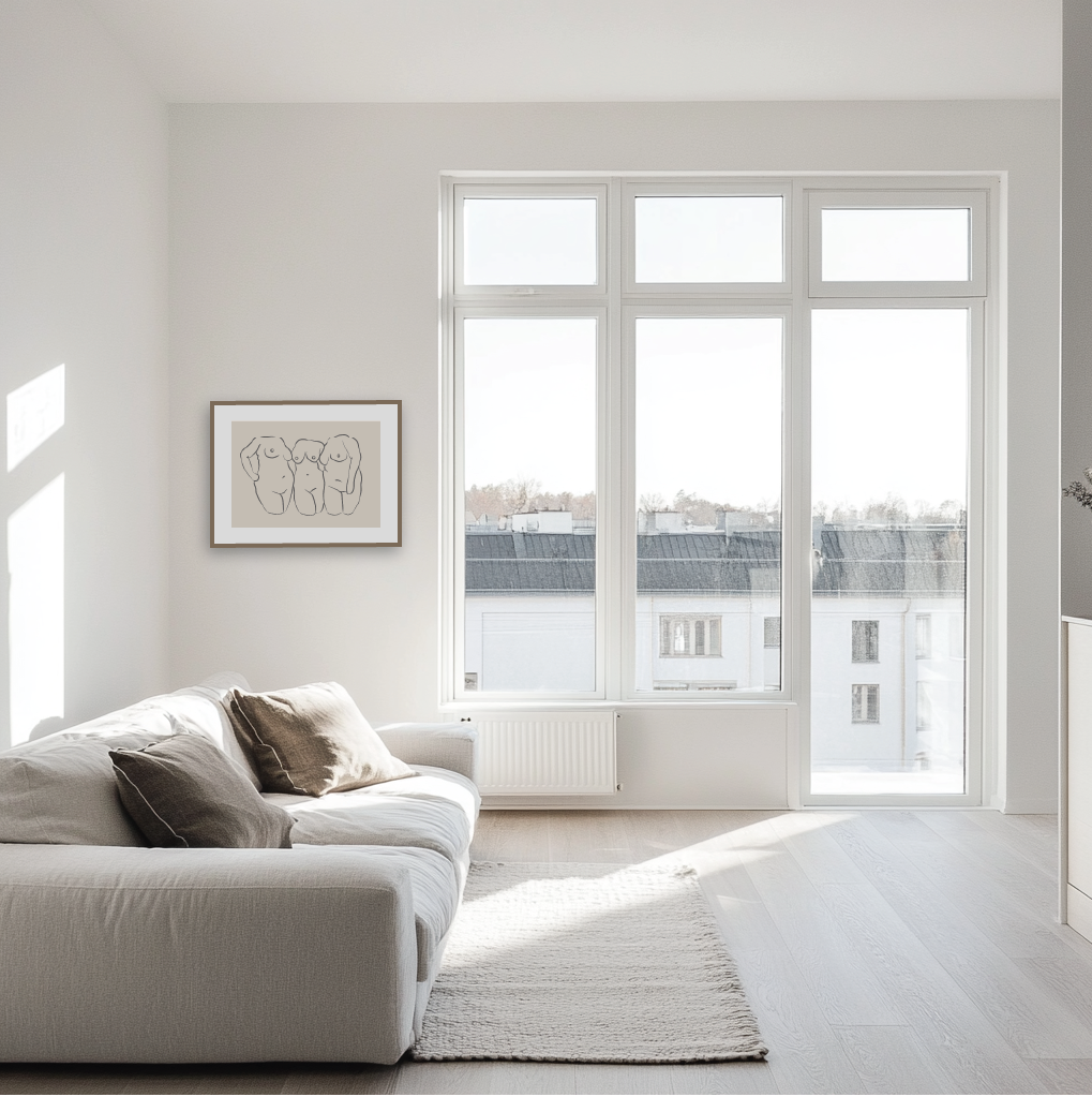 Livingroom with art by contemporary artist Emma Norehn