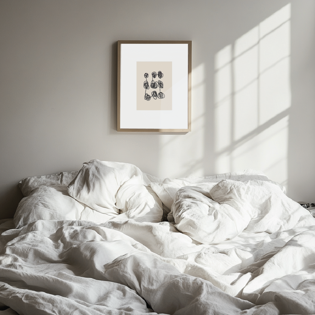 Bedroom with by contemporary artist Emma Norehn